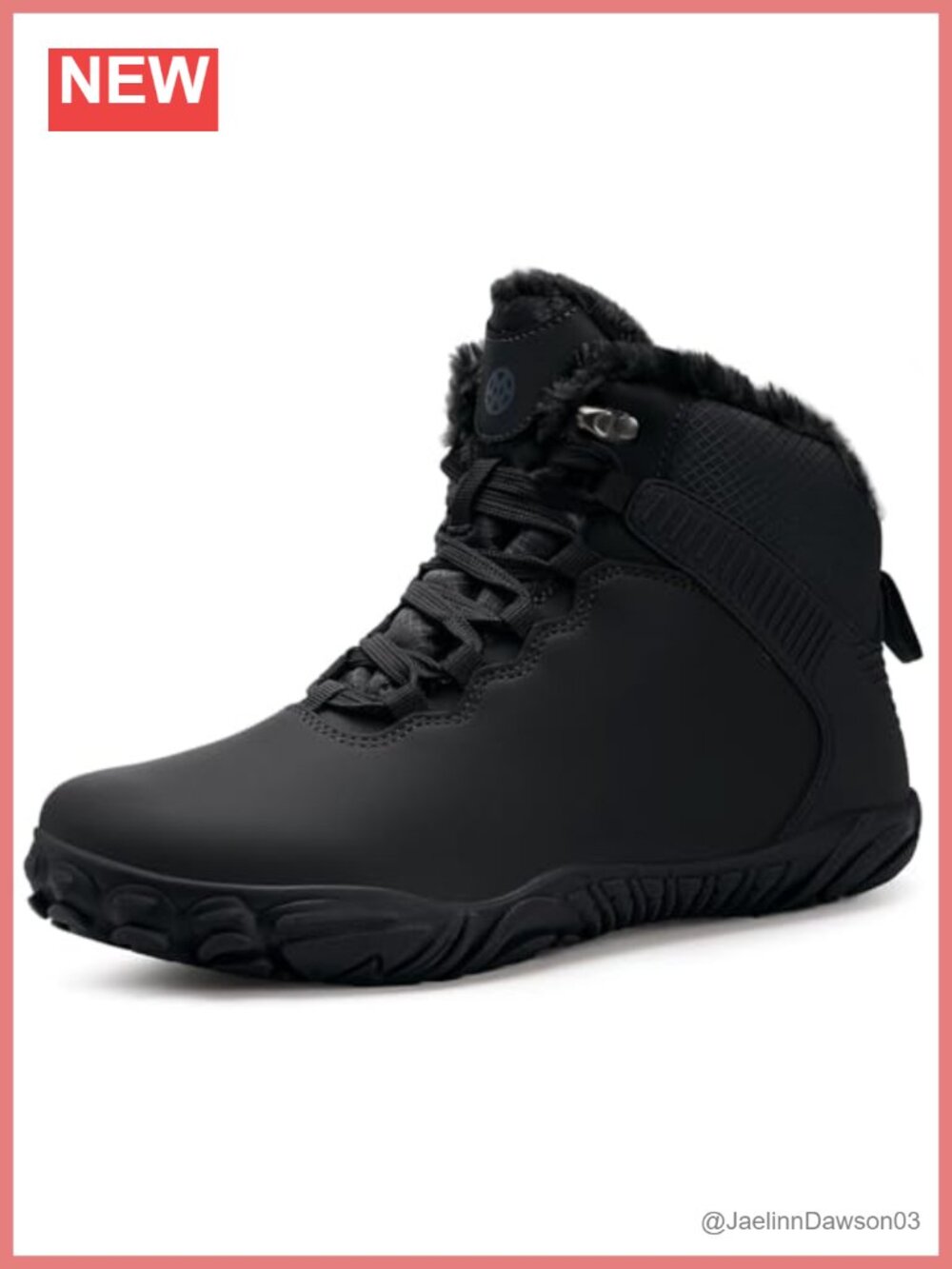 Barefoot Water Resistant PU Winter Snow Boots Flat Heel Wide Toe Box